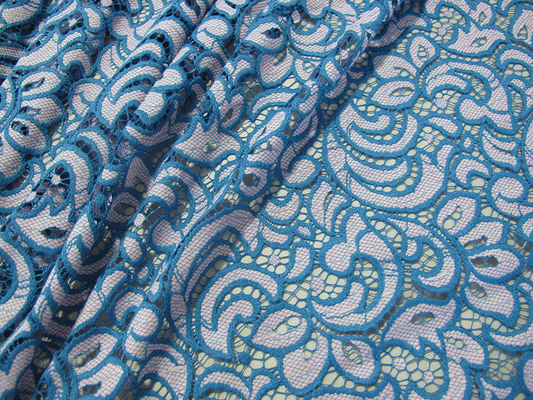 Colorful Flower Cotton Nylon Lace Fabric Eco Friendly AZO Free Dyeing
