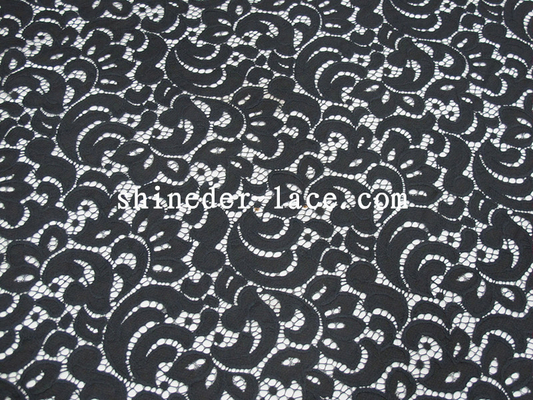 Black Flower Cotton Nylon Lace Fabric Eco Friendly AZO Free Dyeing SYD-0036Z