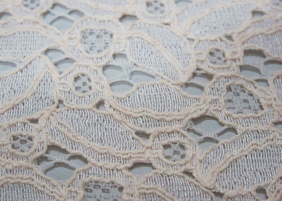 Ivory Cotton Nylon Lace Fabric For Dresses 