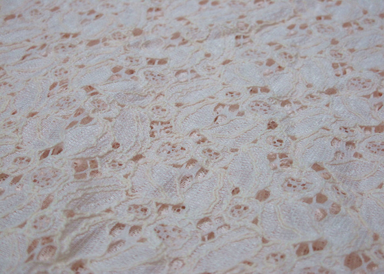Ivory Cotton Nylon Lace Fabric For Dresses 