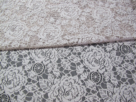 Eco Friendly Cotton Nylon Flower Lace Fabric White For Blouse OEM ODM