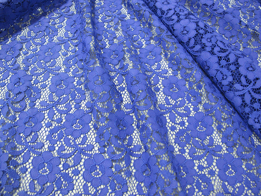 Blue Nylon Digital Lace Fabric Mini Floral For Lady Dress