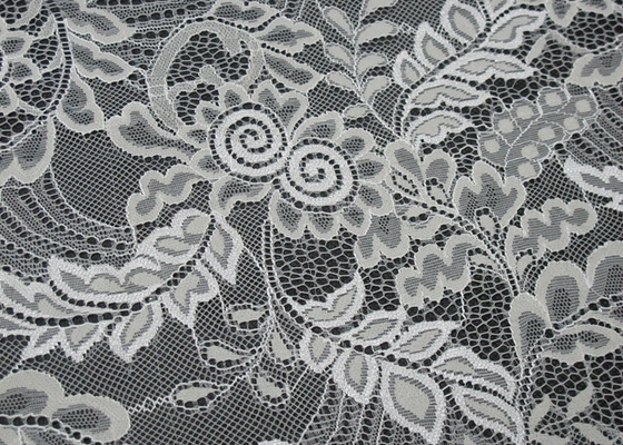 Elegant Popular Nylon Lace Fabric White Floral for Wedding Dress