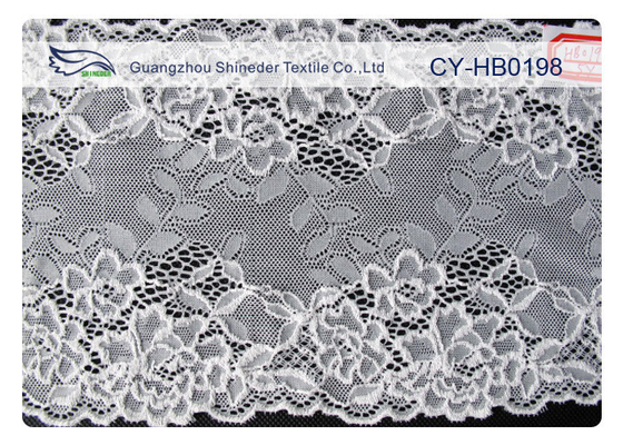 White Stretchy Cotton Nylon Lace Fabric Trim For Wedding Dress CY-HB0198