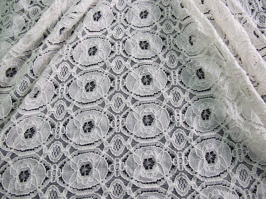 Shrink-Resistant Cotton Nylon Lace Fabric , Geometric Flower Fabric CY-LW0154