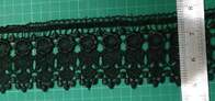 Comfortable Poly Wide Lace Trim Black With Flower , Eco Friendly