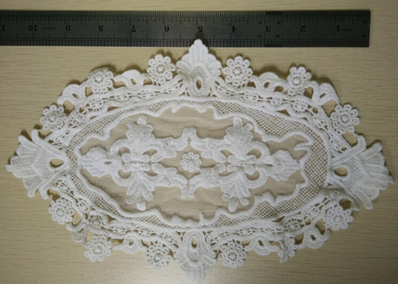 Big Size White Lace Trims / Flower Water Soluble Lace Eco - Friendly