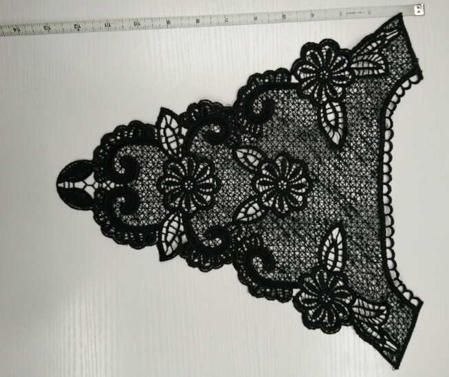 Black Crochet Lace Collar With Beautiful Design , Eco Friendly