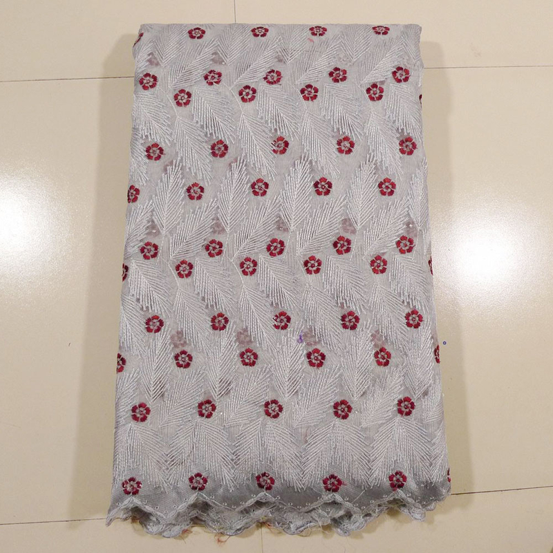 Grey Red Organza Lace Fabric , Grande Toilette