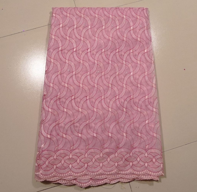 Pink Organza Lace Fabric , 130 - 135cm Width