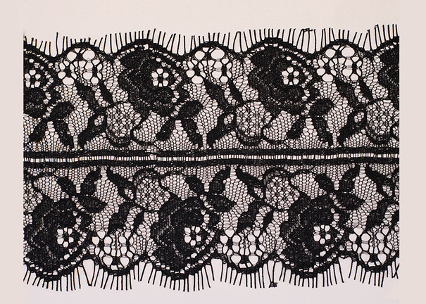 Wide Embroidered OEM Crochet Black Cotton Wave Eyelash Lace Trim for Women