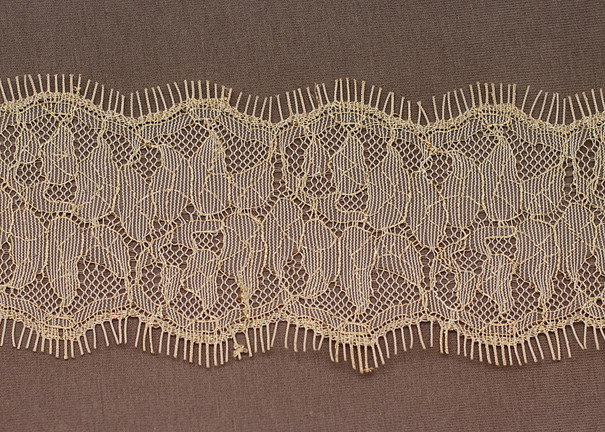 Gold Cotton Personalised Decorative Eyelash Scalloped Lace Trim Fabric