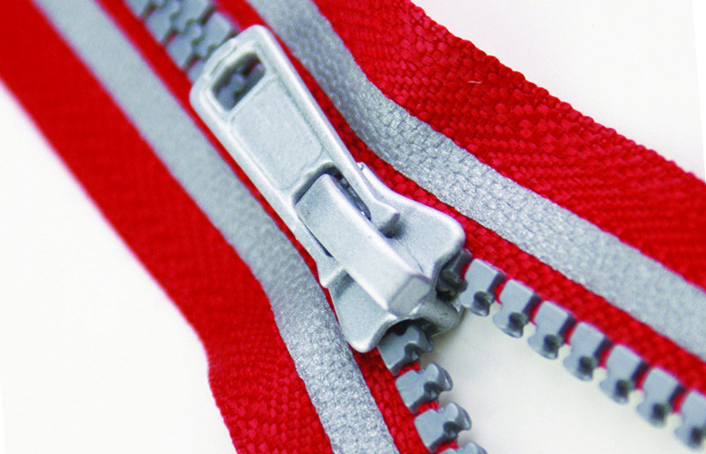 Fashion 5# Red And Gray Plastic Glow Reflective Zipper 2 Way C/E C/E