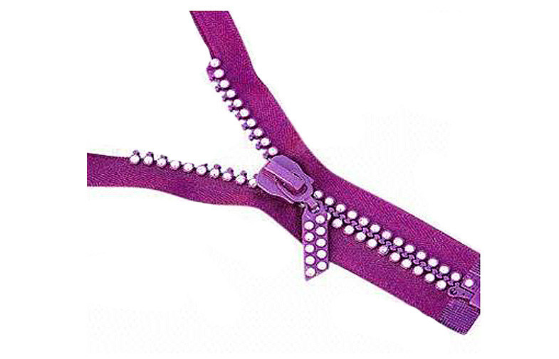 Purple Rhinestone Diamond Zippers Crystal Slider And Teeth For Jacket