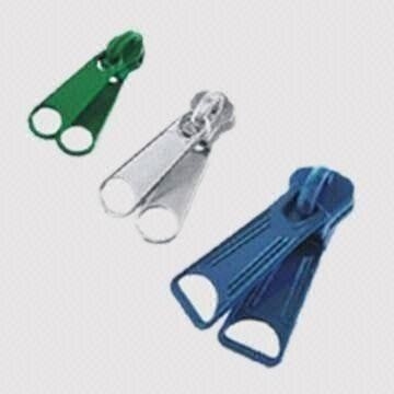 Metal Zipper Sliders with Double Pullers, Customer's Designs and Logos Welcome