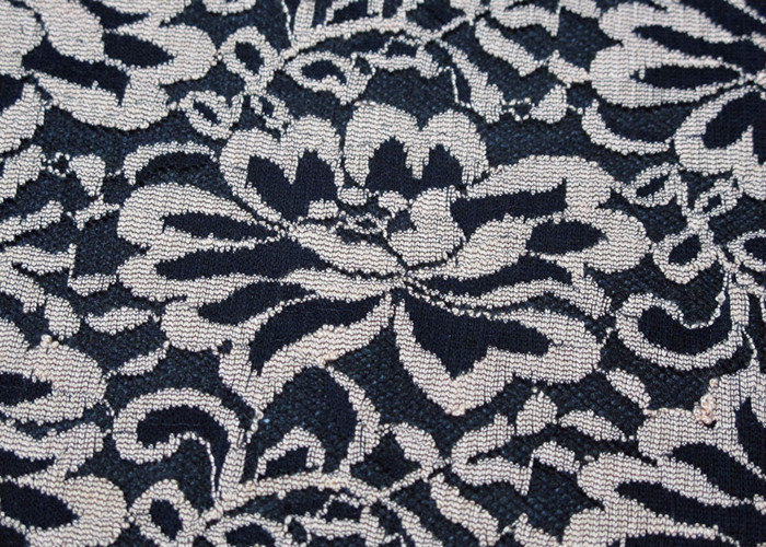 Custom Flower Nylon Elastic Lace Fabric For Upholstery OEM / ODM CY-LW0790