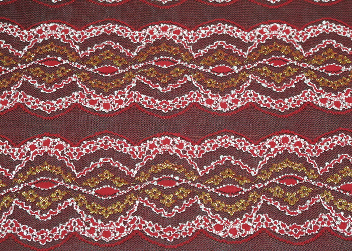 Elastic Lingerie Metallic Eyelet Lace Fabric , Anti-Static And Multi Colored