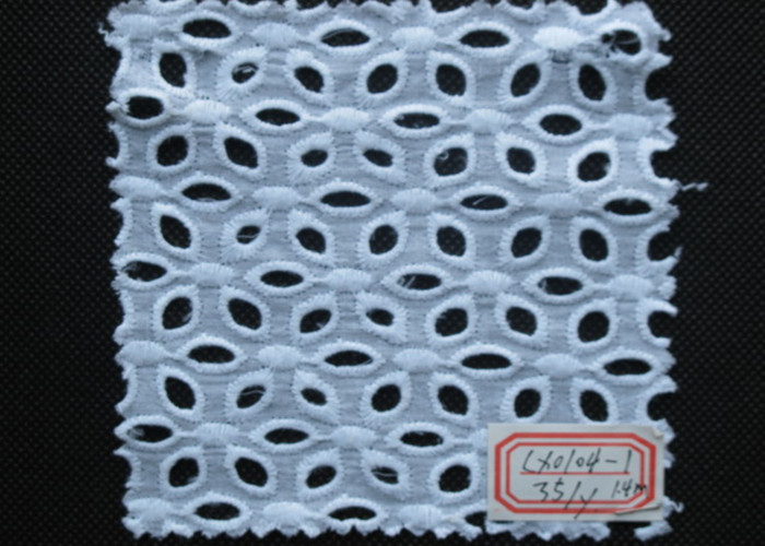 Embroidered Eyelet Lace Trim For Wedding Dress , Stretchable Eco Friendly CY-CX0104-1