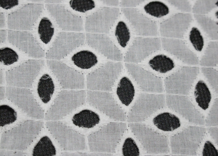Simple Pattern Eyelet Lace Trim / Pajamas Glace Fabirc Anti-Static CY-CX0143