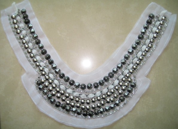 Europe Hand made neckline crystal bead collar necklace , Trimming lace beads