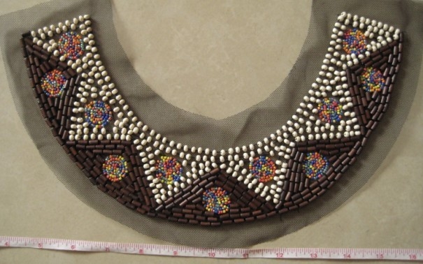 Wood and plastic bead collar for decorative women dress / garment