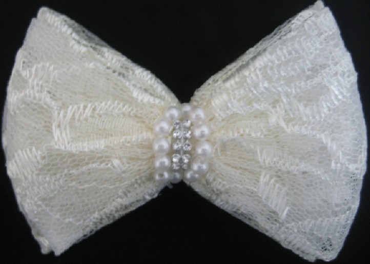 Artificial Lace Fabric Flower Corsage Bow Pattern With Pearl / Stone