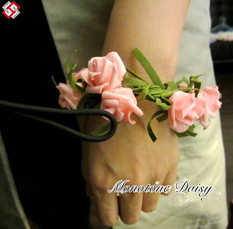 artificial foam material rose flower wedding decor flower wrist corsage