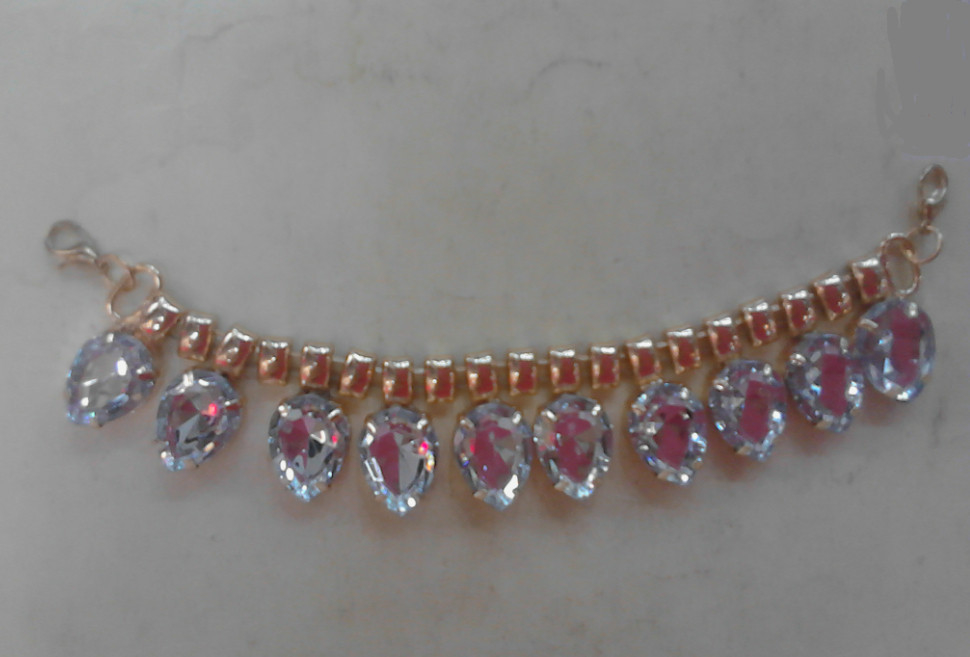 Fashion Clear rhinestone handmade necklace with glass bead SGS