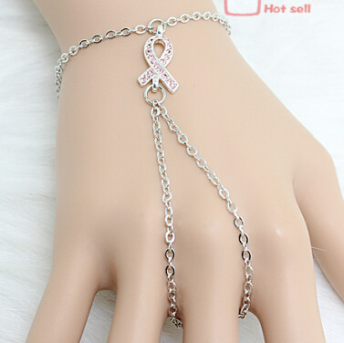 Fashion Braided Metal Crystal Breast Cancer Awareness Bracelet For Women