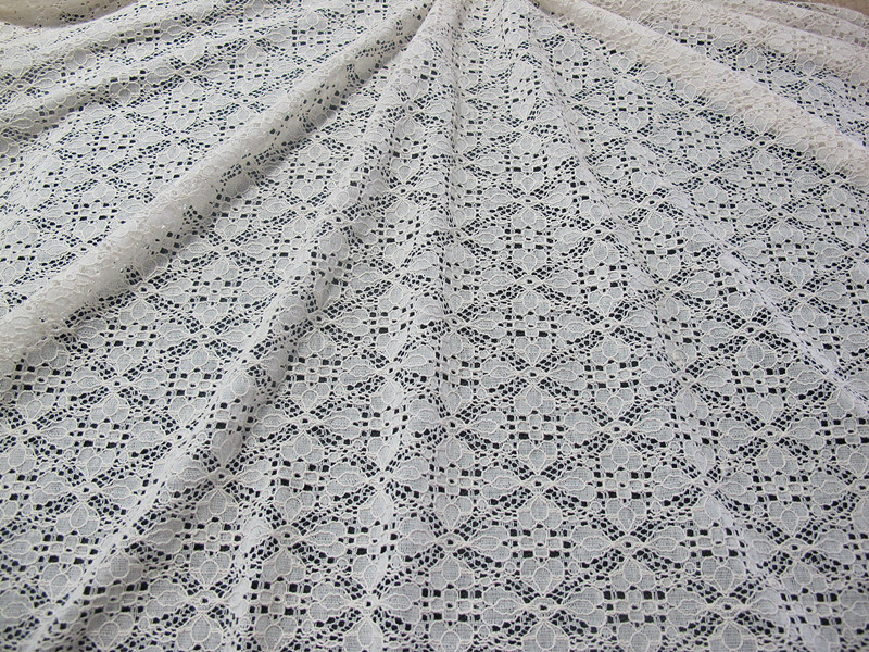 Stretchable Cotton Nylon Lace Fabric For Apparel , Lace Mesh Fabric