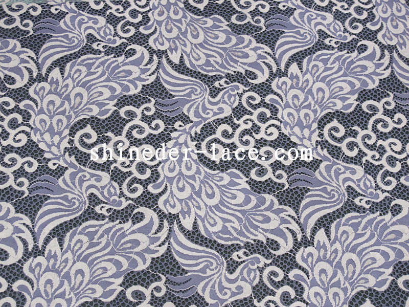Unique Phoenix Pattern Deisgn Cotton Nylon Lace Fabric Purple/Ivory Noble For Apparel SYD-0187