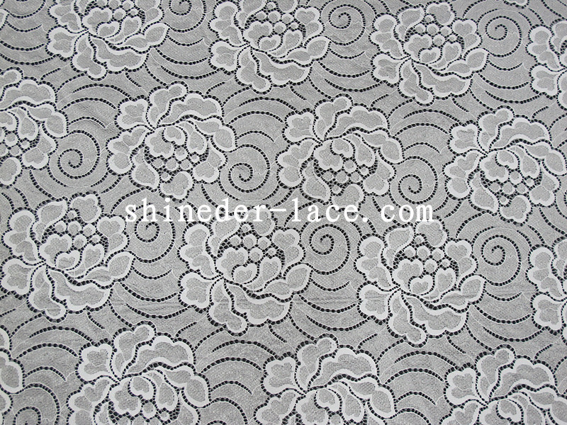 Simple / Elegant Flower Pattern Cotton Nylon Lace Fabric For Fashion Mash SYD-0171