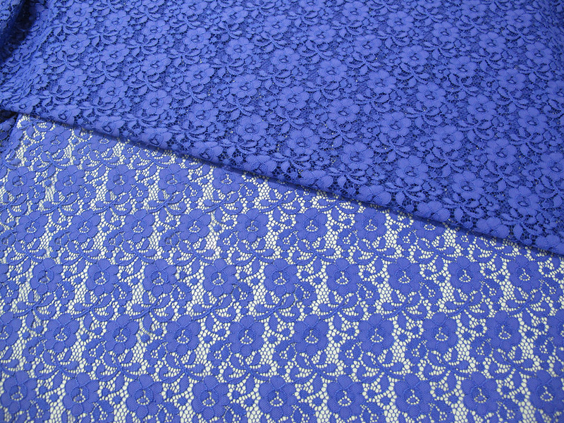 Blue Nylon Digital Lace Fabric Mini Floral For Lady Dress